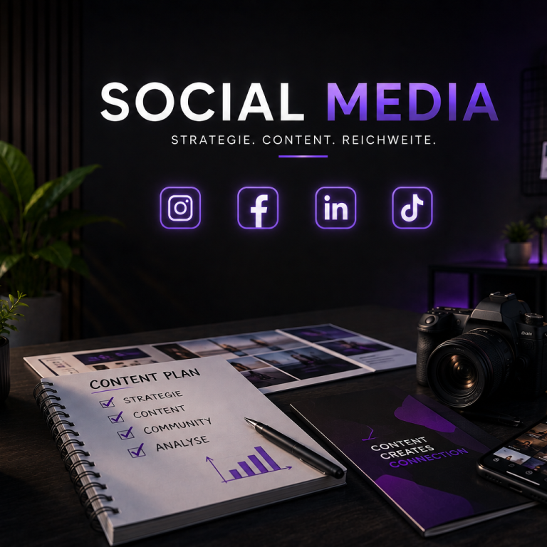 Social-Media-Betreuung von Nexora – Smartphone mit Social-Media-Kanälen