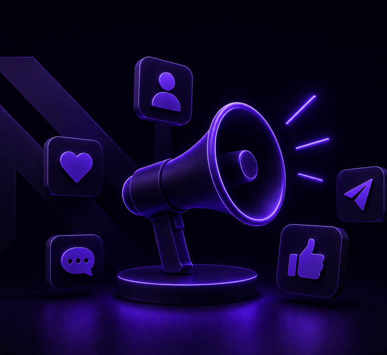 Paket Social-Media-Start – Illustration eines Megafons