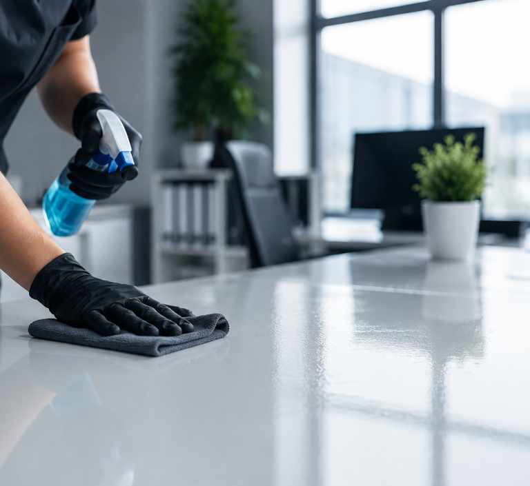 Reinigungsservice von Nexora – Reinigung einer Arbeitsfläche